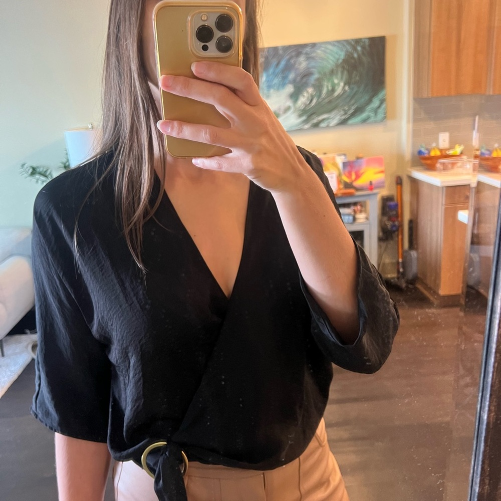 Express Black Wrap Blouse